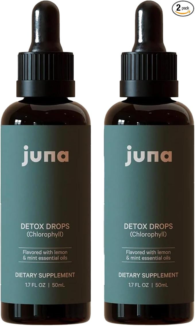 Juna Chlorophyll Liquid Drops (2-Pack) - 3X Potency Concentration - Detox, Debloat, Cleanse, Internal Deodorant, Energy & Cellular Support Supplement - Fresh Minty Lemon Taste-StrideForce Fitness