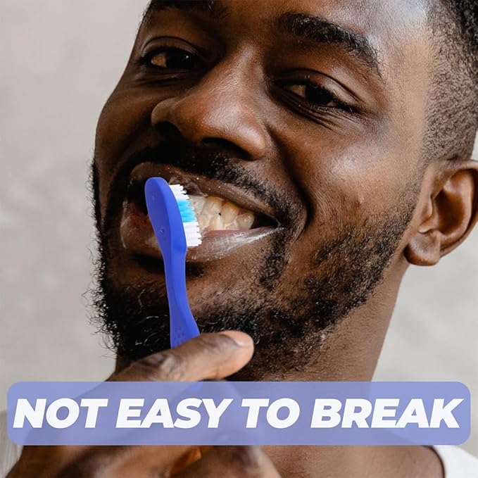 Baluue 20pcs Short Handle Security Toothbrush, Prison Security Toothbrush Individually Packaged for Prison, Detention Center, Travel, Blue, 3.66 Inch