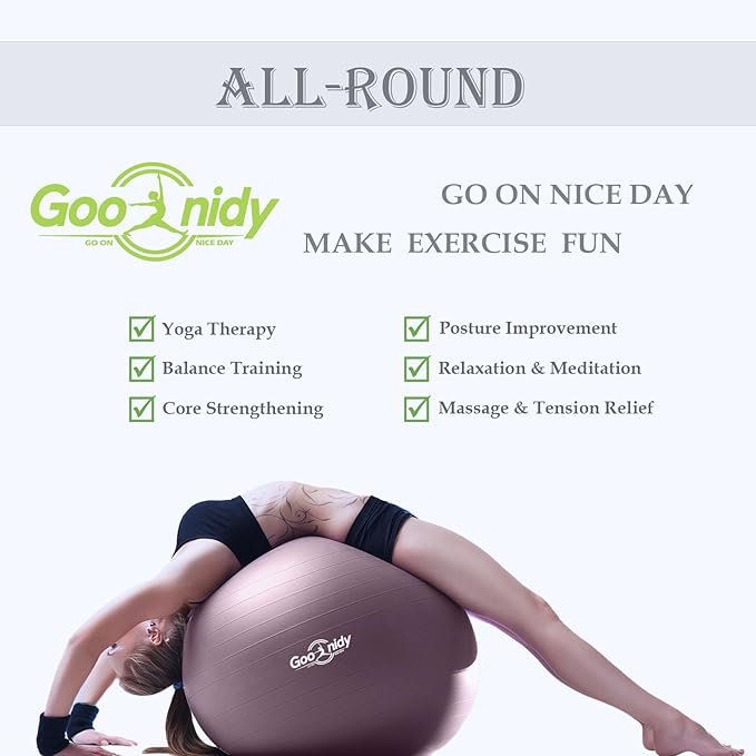 Soft Exercise ball, Anti-Burst Yoga Ball Chair Supports 2200lbs, Workout Equipment w/ Pump for Women Pregnancy, Medicine, Birthing, Physical Therapy, Stability, Excersing, Birth, Swiss, Fitness, Gym-StrideForce Fitness