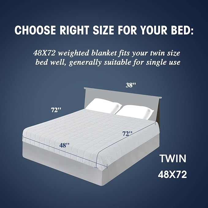 yescool Weighted Blanket for Adults (15 lbs, 48" x 72", White) Cooling Heavy Blanket for Sleeping Perfect for 140-160 lbs, Twin Size Breathable Blanket with Premium Glass Bead, Machine Washable-StrideForce Fitness
