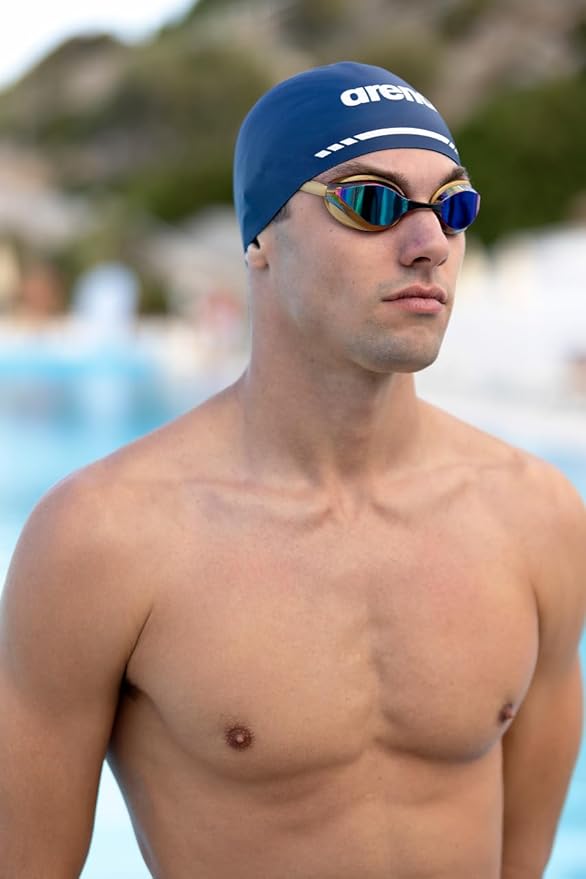 ARENA Unisex Python Racing Swim Goggles for Men and Women Anti-Fog No Leak Max Comfort Dual Strap, Mirror/Non-Mirror Lens-StrideForce Fitness