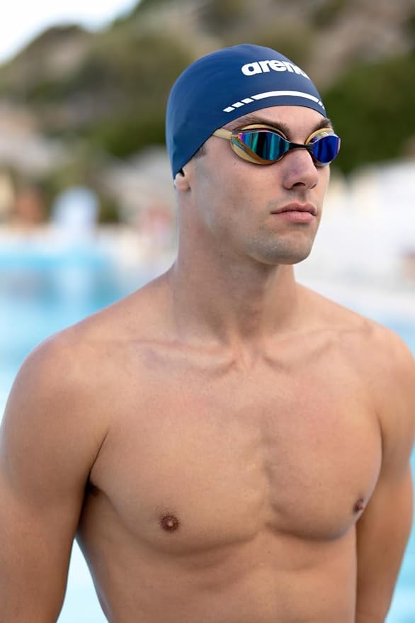 ARENA Unisex Python Racing Swim Goggles for Men and Women Anti-Fog No Leak Max Comfort Dual Strap, Mirror/Non-Mirror Lens-StrideForce Fitness