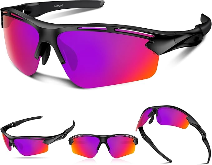Polarized Sports Sunglasses for Men Women,UV400 Protection Sunglass for Running Cycling Fishing Hiking TR90-StrideForce Fitness