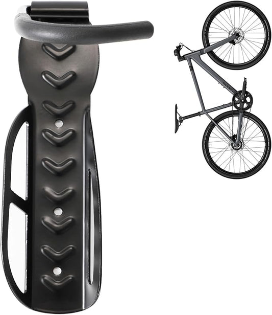 Vertical Bike Rack Wall Mount for Garage–Heavy-Duty Steel Bicycle Hook for Indoor Storage, Space-Saving Holder for Road, Mountain & Hybrid Bikes, Fits Tires Up to 2.6" Wide (1 Pack)-StrideForce Fitness