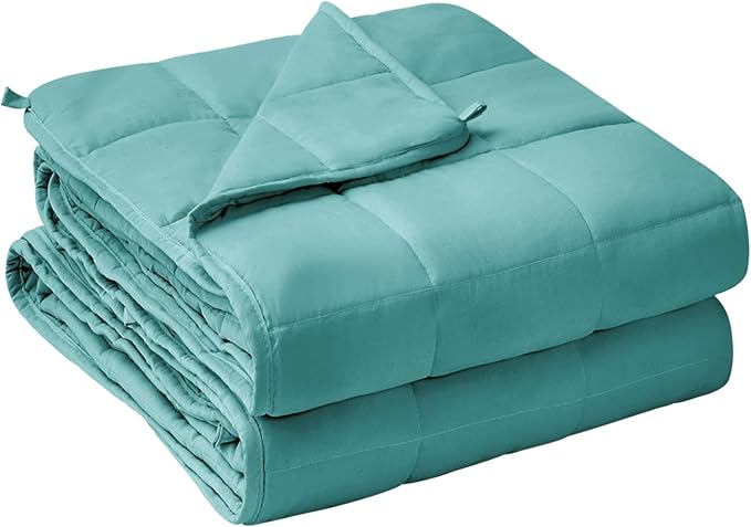yescool Weighted Blanket for Adults (20 lbs, 48" x 72", Teal) Cooling Heavy Blanket for Sleeping Perfect for 190-210 lbs, Twin Size Breathable Blanket with Premium Glass Bead, Machine Washable-StrideForce Fitness