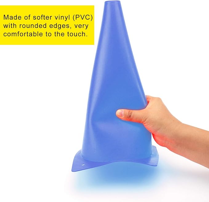 12 Inch Traffic Training Cones, Plastic Safety Parking Cones, Agility Field Marker Cones for Soccer Basketball Football Drills Training, Outdoor Sport Activity & Festive Events - 6 Colors-StrideForce Fitness
