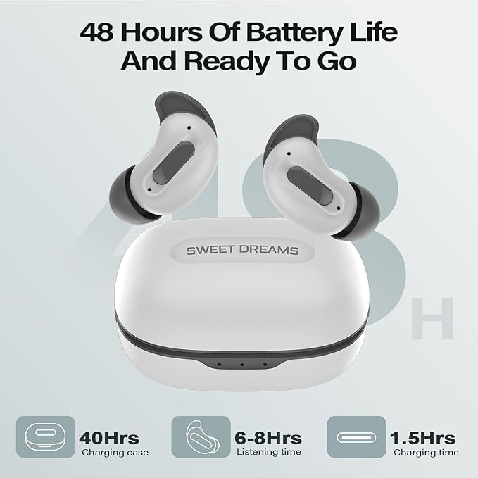 Sleep Earbuds, Mini ANC Wireless Earbuds Bluetooth 5.4 Headphones Deep Bass Stereo, 48H Playtime Ear Buds, 4 ENC Noise Cancelling Mic, In Ear IP7 Waterproof Earphones for Side Sleepers,Touch Control-StrideForce Fitness