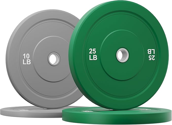 Colored Bumper Weight Plates Olympic Weight Plate Set 2-Inch, 10/15/25 lb Rubber Weight Plates Set for Strength Training Home Gym, Barbell Weights Plates for Heavy Weight Lifting-StrideForce Fitness