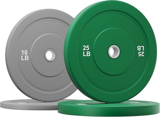 Colored Bumper Weight Plates Olympic Weight Plate Set 2-Inch, 10/15/25 lb Rubber Weight Plates Set for Strength Training Home Gym, Barbell Weights Plates for Heavy Weight Lifting-StrideForce Fitness