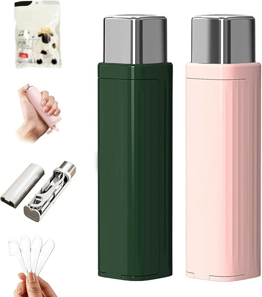 Portable Dental Floss Case,Automatic Dental Floss Pick Case,Refillable Floss Organizer with 100 Picks,Dentals Flosss Pick Cases for Cleaning Teeth and Oral Care (2PCS A)