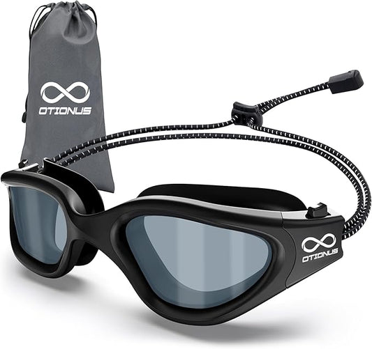 Swim Goggles, Polarized Adult Swimming Goggles Bungee Strap No Hair Pulling Anti-fog Pool Goggles for Men Women-StrideForce Fitness