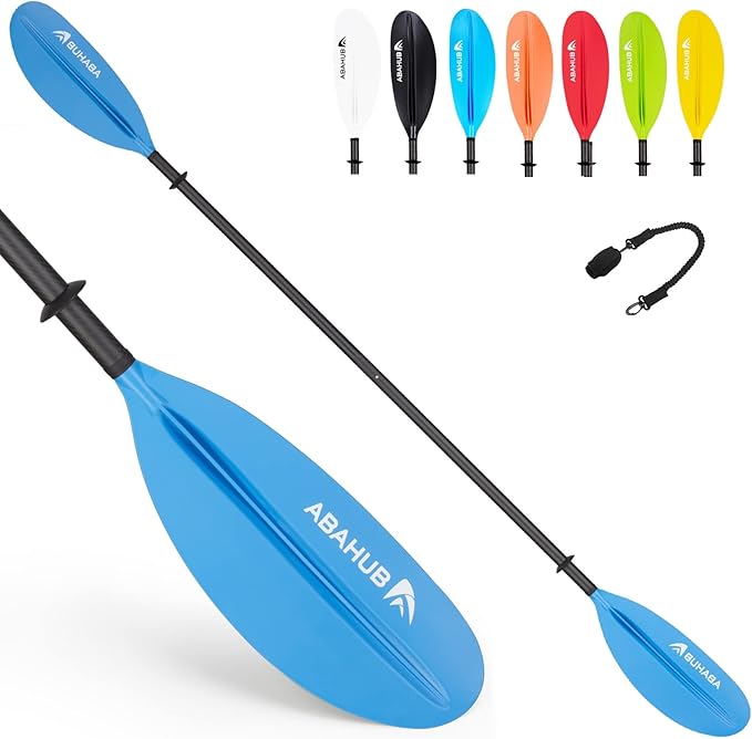 Abahub 1 x Carbon Kayak Paddles, 90.5 Inches Kayaking Oars for Boating, Canoeing with Free Paddle Leash, Carbon Fiber Shaft Black/Blue/Green/Orange/Yellow/White/Red Plastic Blades-StrideForce Fitness