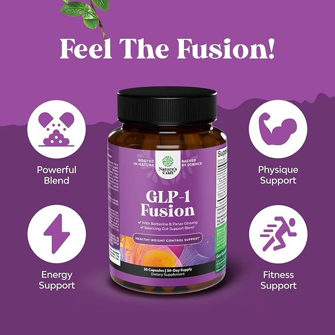 GLP-1 Berberine Supplement - One a Day Healthy Gut Berberine Complex with Panax Ginseng Turmeric Curcumin & Cayenne Pepper for Metabolic Balance - Gluten Free Vegan and Non-GMO (1 Month Supply)-StrideForce Fitness