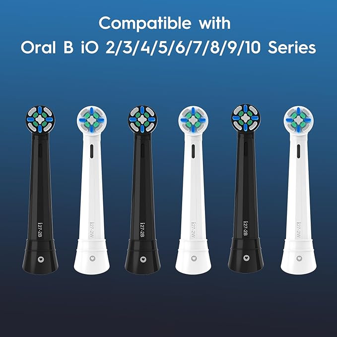 8 PCS IO Replacement Heads Compatible with Oral B IO 2/3/4/5/6/7/8/9/10/Deeep Clean Electric Toothbrush, Toothbrush Brush Heads Compatible with Oral B IO for Teeth Clean (Black/White)