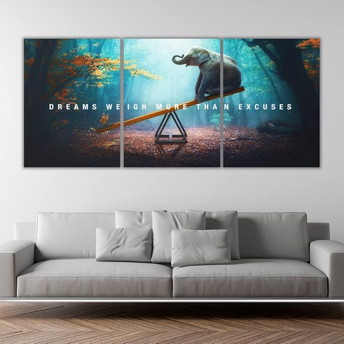 Yetaryy Motivational Poster Inspirational Wall Art 3 Pieces Canvas Painting Lion Artwork for Living Room Office Modern Home Decor Prints Pictures Wall Decor Framed Ready to Hang [60''Wx 28''H]-StrideForce Fitness