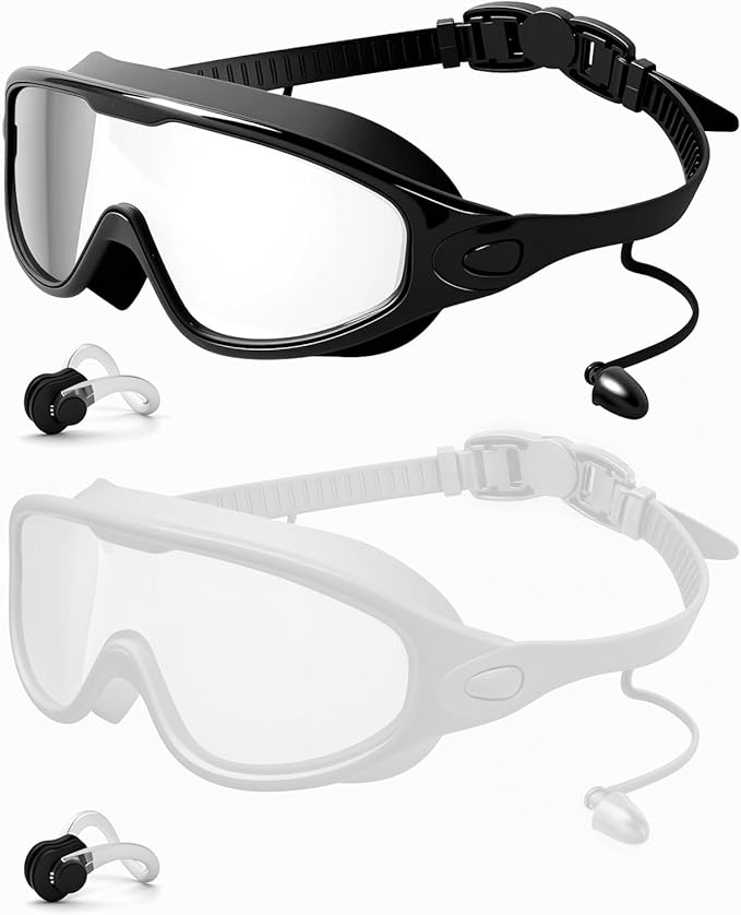 Rantizon Swim Goggles 2 Pack, Wide View Anti Fog&UV Swimming Goggles for Audlt, No Leaking Swim Glasses for Men Women Kids-StrideForce Fitness