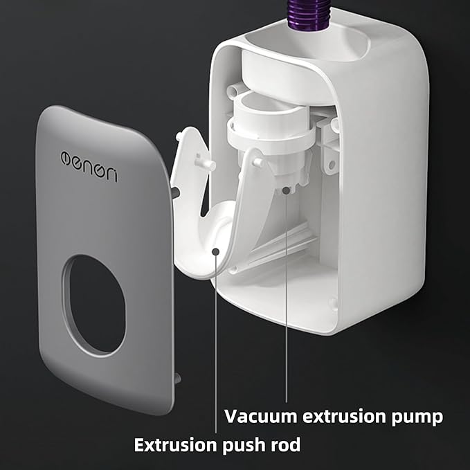 No-Drill Wall Mounted Toothbrush Holder,with 1 Automatic Toothpaste Dispenser (1 Dispenser)