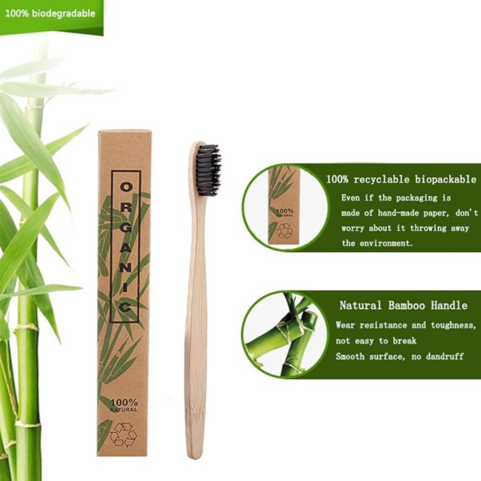 Yinhing Bamboo Toothbrush, Soft for Sensitive Gums with Grip Handle, Sustainable Toothbrush for Adults and Kids (2)