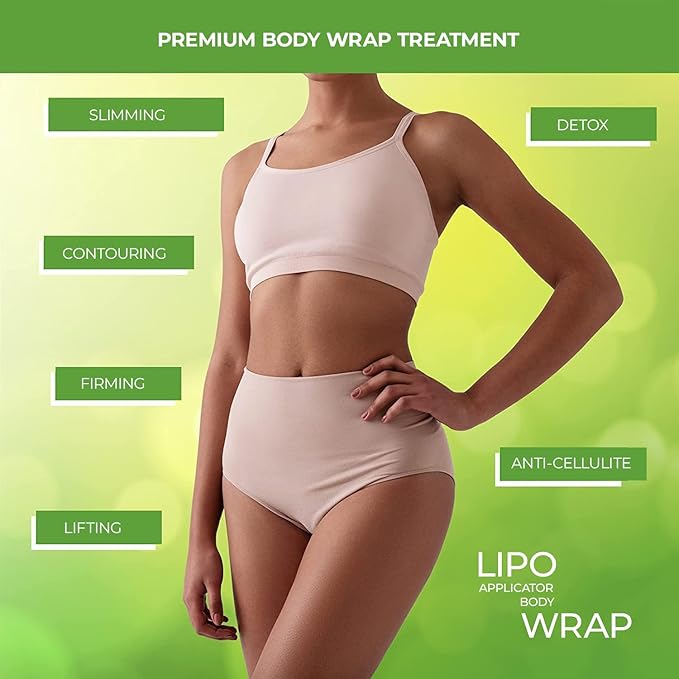 Ultimate Lipo Body Wrap With Guarana, Green Tea, and Seaweed Wraps Works for Stomach Belly Legs Arms Abdomen Skin Elasticity and Resiliency. (8 Wraps)-StrideForce Fitness