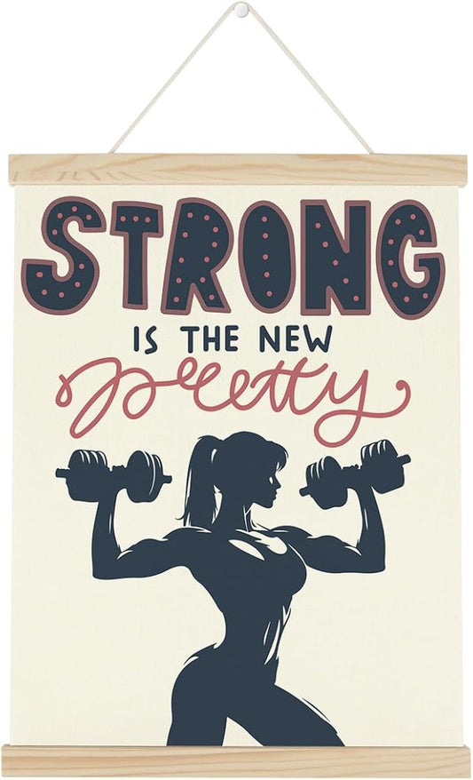 Gym Motivational Posters College Dorm Posters Gifts for Girls Friends Strong is The New Pretty Gym Flag Wall Art Decor Sign for Home Gym Bedroom Office-StrideForce Fitness