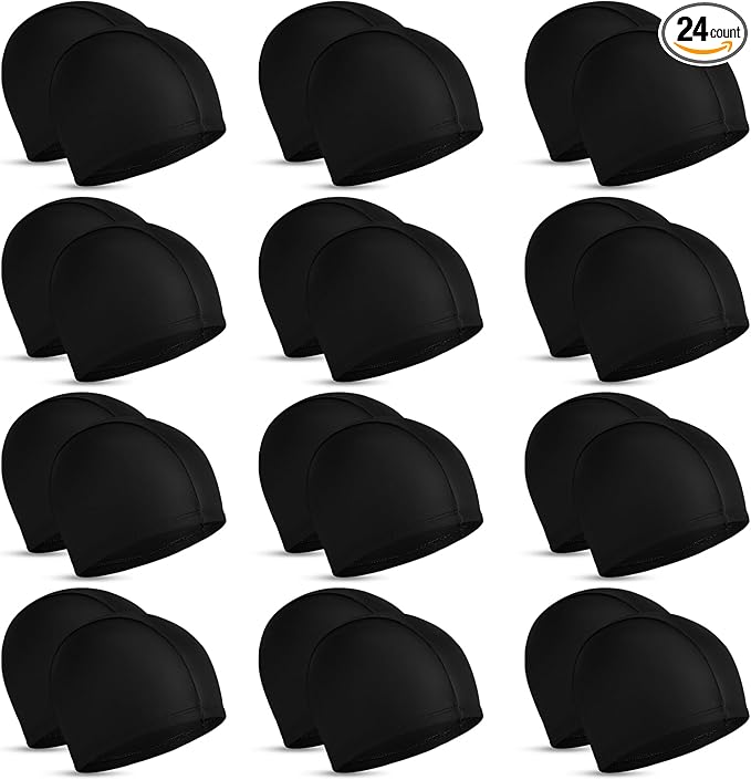 Bonuci 24 Pieces Cloth Elastic Swim Cap Bulk Comfortable Fabric Swimming Hat Elasticity Swimming Pool Cap Lightweight Bathing Caps for Women Men Kids Unisex, Not Waterproof-StrideForce Fitness
