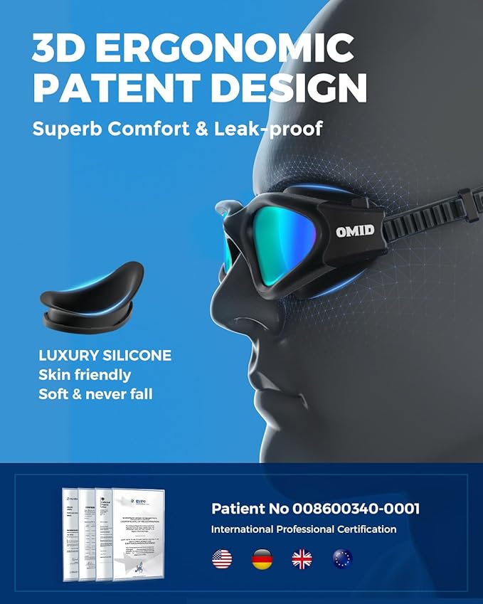 OMID Swim Goggles, P2 Polarized Swimming Goggles for Men Anti-fog Goggles Swimming for Adult Women-StrideForce Fitness
