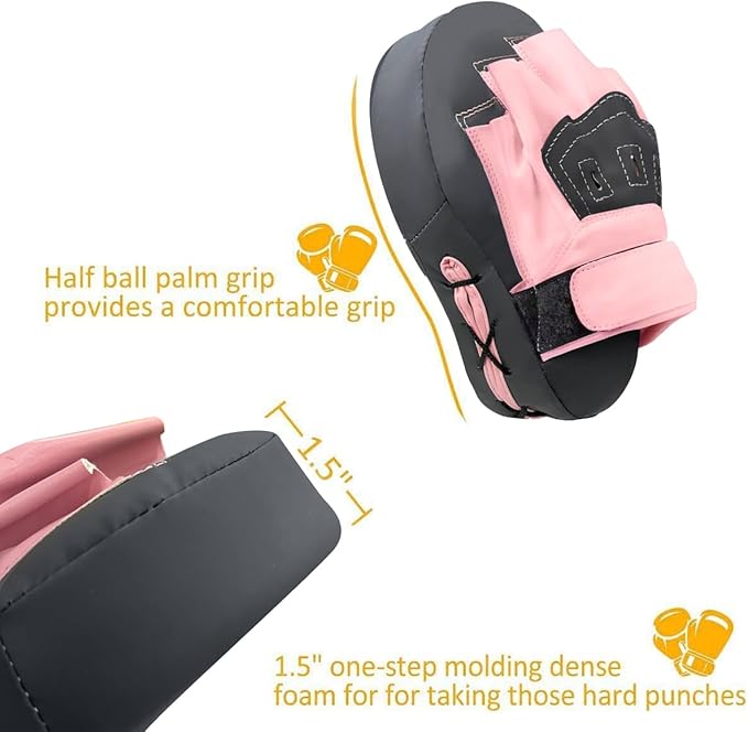Valleycomfy Boxing Curved Focus Punching Mitts- Leatherette Training Hand Pads-StrideForce Fitness