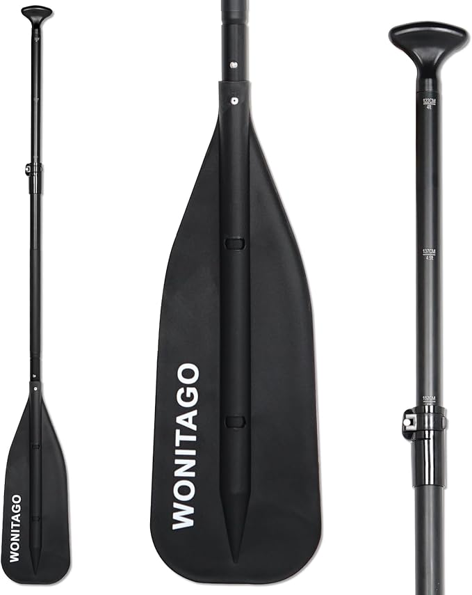 Canoe Paddle Aluminum Shaft with PP Blade, Floating Adjustable Paddle for Canoeing, Boating and Rafting, 122-152 cm/4-5 Ft-StrideForce Fitness