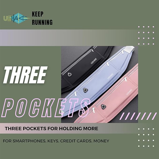 USHAKE Slim Running Belt, Workout Fanny Pack for Men Women,Exercise Waist Pack for Apple iPhone Holder, Runner Belt for Running Walking Cycling Camping Gym Light Purple-StrideForce Fitness