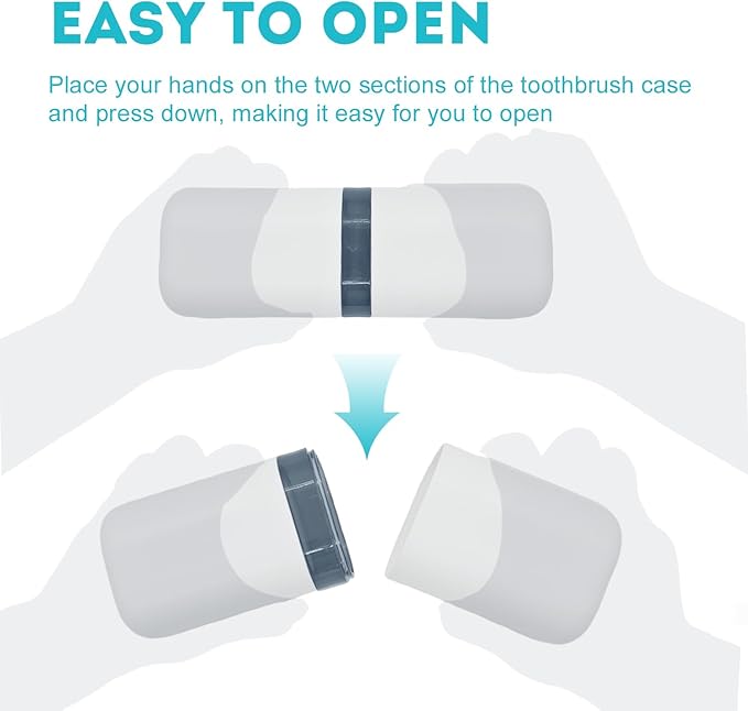 Toothbrush Travel Case,Toothbrush Holder and Rinse Cup with Handle Travel Toothbrush Holder,Multifunctional Toothbrush Cup,Large Capacit Travel Toothbrush Holder with Mouthwash Cup(Purple+Blue)