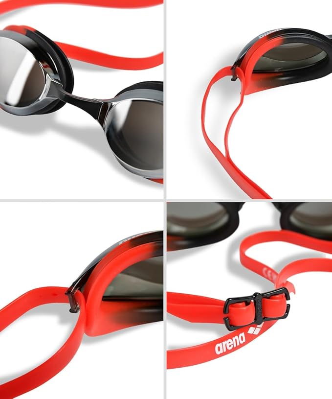 ARENA Unisex Python Racing Swim Goggles for Men and Women Anti-Fog No Leak Max Comfort Dual Strap, Mirror/Non-Mirror Lens-StrideForce Fitness