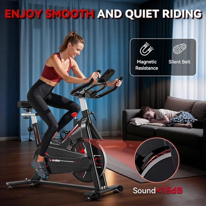 Exercise Bike, WENOKER Magnetic Resistance Stationary Bike for Home, App Supported Indoor Bike with Whisper Quiet, Heavy Flywheel and Upgraded Digital Display-StrideForce Fitness