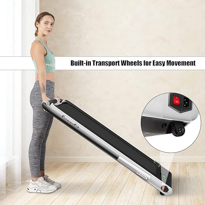 GYMAX Walking Pad, 2 in 1 Free Installation Under Desk Treadmill with Smart App, Remote Control & LED Display, 2.25HP Foldable Portable Compact Running Machine for Small Spaces Home Office-StrideForce Fitness