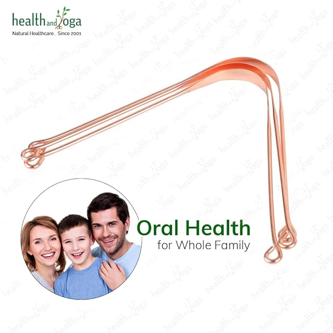 HealthAndYoga™ qSwipe Lite Copper Tongue Cleaners (Pack of 3) – Prevents Bad breath, Improves taste- Flexible, Curved ends provide good grip – Complete Oral Care/Hygiene for Travel/Office/Home