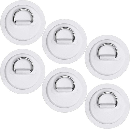 TOBWOLF 6 Pack Stainless Steel D-Ring Patch for Inflatable Boat Kayak Dinghy SUP, D-Ring PVC Patch Stand-Up Paddleboard Canoe Rafting Accessories, NO Glue Included-StrideForce Fitness