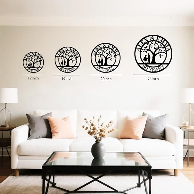 Tree of Life Metal Name Sign | Custom Metal Signs | Personalized Wall Art | Wedding Gift Indoor Decor Gift for Women, Men, Wife, Parents, Couple-StrideForce Fitness
