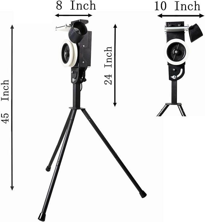 Lite 9” Baseball Pitching Machine - Adjustable Speed & Angle,45MPH Lightweight & Portable, Perfect for Hitting and Fielding Training-StrideForce Fitness