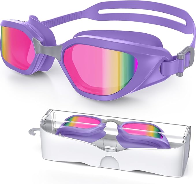 Swim Goggles, Unisex Adult Swimming Goggles Anti Fog Anti UV No Leakage Wide View for Men Women Youth-StrideForce Fitness