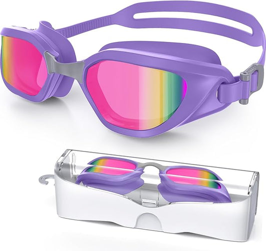 Swim Goggles, Unisex Adult Swimming Goggles Anti Fog Anti UV No Leakage Wide View for Men Women Youth-StrideForce Fitness
