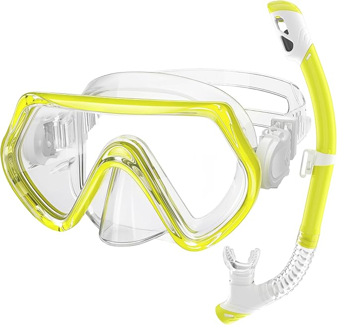Snorkeling Gear for Kids, Kids Snorkel Set for Ages 3-14, Anti-Fog Diving Mask and Dry Top Snorkel Combo Set, Unisex Swimming Goggles-StrideForce Fitness