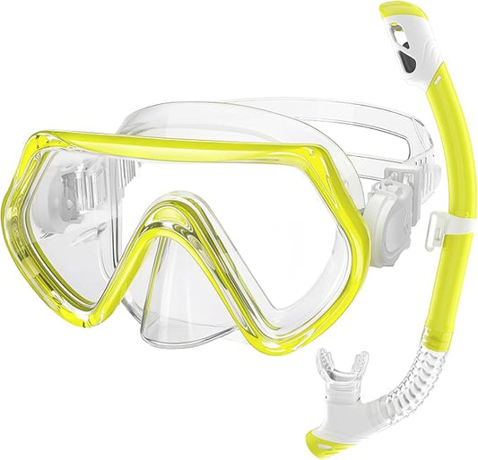 Snorkeling Gear for Kids, Kids Snorkel Set for Ages 3-14, Anti-Fog Diving Mask and Dry Top Snorkel Combo Set, Unisex Swimming Goggles-StrideForce Fitness