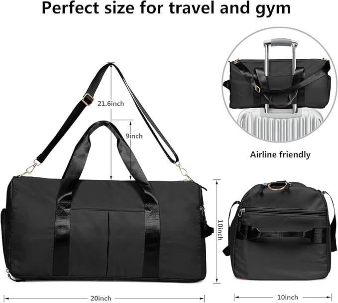 MABROUC Duffle Bag For Women, Sports Duffel Bag for Gym with Wet Pocket & Shoe Compartment, Overnight Weekender Travel Bag-StrideForce Fitness