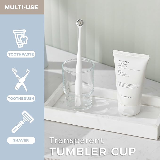 Bathroom Glass Cup, Aomasi Transparent Toothbrush & Toothpaste Holder, Mouthwash Tumbler Cup Drinking Mug Glassware