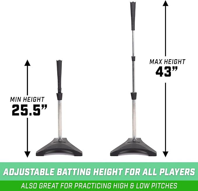 GoSports Baseball & Softball Pro Batting Tee with Heavy-Duty Tripod Base Design and Adjustable Height-StrideForce Fitness