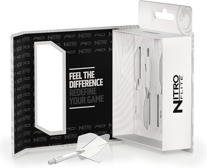 RED DRAGON Darts – Nitro Flite Integrated Flight & Shaft System – No.2 Shape and Design - Available in Short, Intermediate & Medium - Available in Variety of Colours - Professional Darts Accessories-StrideForce Fitness