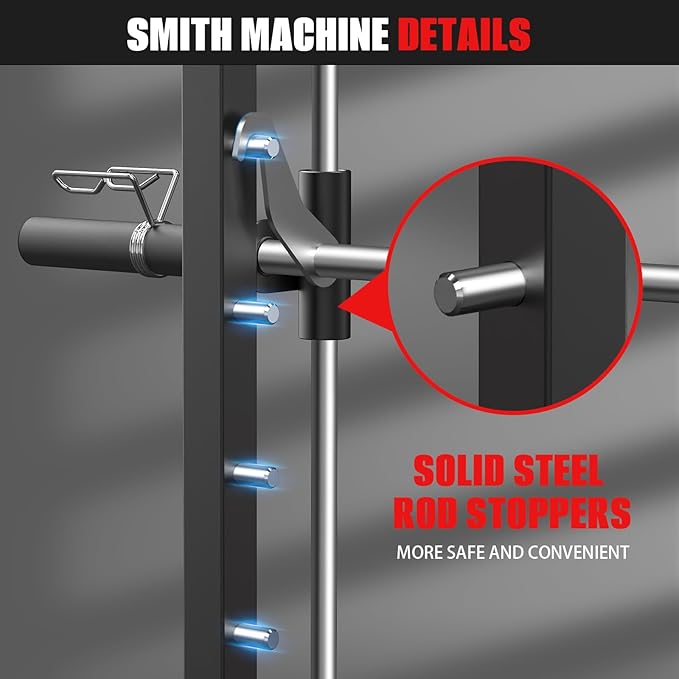 Smith Machine, Power Rack with LAT Pulldown System, Power Cage with Cable System, Squat Rack for Home Gym with Chest Press Machine, Spotter Arms, Leg Curl Attachment and More-StrideForce Fitness