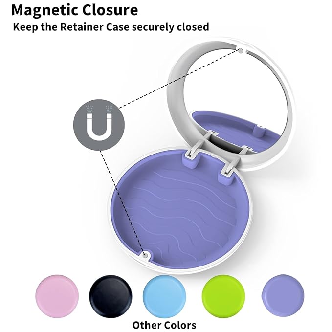 2 Pack Retainer Case with Mirror, Fashion Orthodontic Slim Night Guard Cases, Portable Mouth Guard Storage Case for Travel