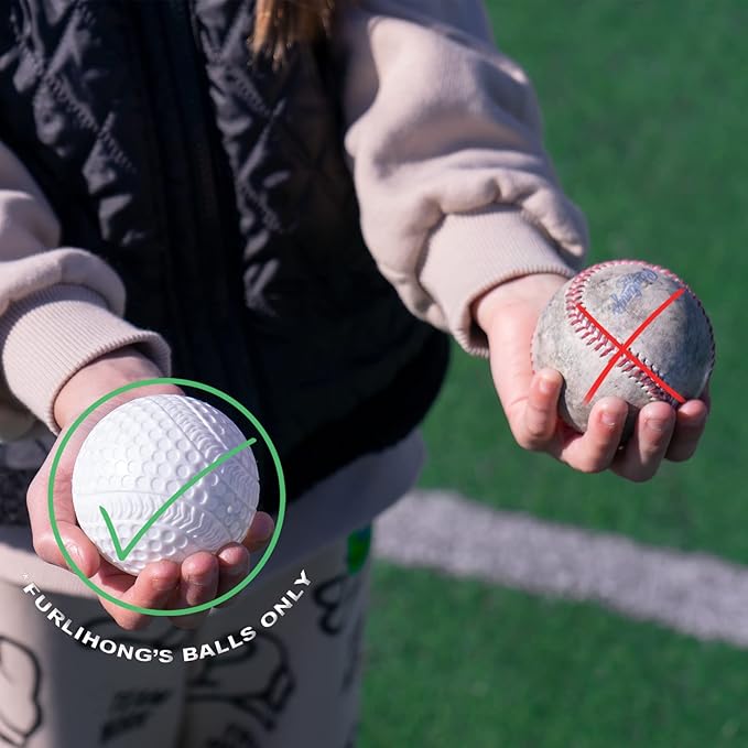 Furlihong 380BH Baseball Pitching Machine, Battery Powered, Angle Adjustable, Comes with Bat and One Dozen Training Balls, for Kids and Beginner-StrideForce Fitness