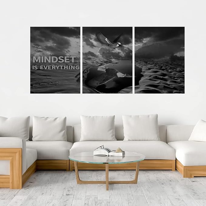 Yetaryy 3 Panels Inspirational Canvas Painting Motivational Wall Art Success Framed Poster Grind Hustle Positive Quotes Wall Poster Office Inspirational Wall Decor 36''W x 16''H (Animals-HeiYing-3S)-StrideForce Fitness