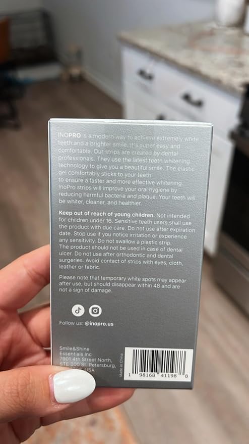 InoPro Natural Teeth Whitening Strips Kit 14 Treatments - Sensitive Teeth Whitener, Peroxide Free with Papain, Bromelain, Coconut Oil, White Strips for Teeth Whitening (28 Strips)